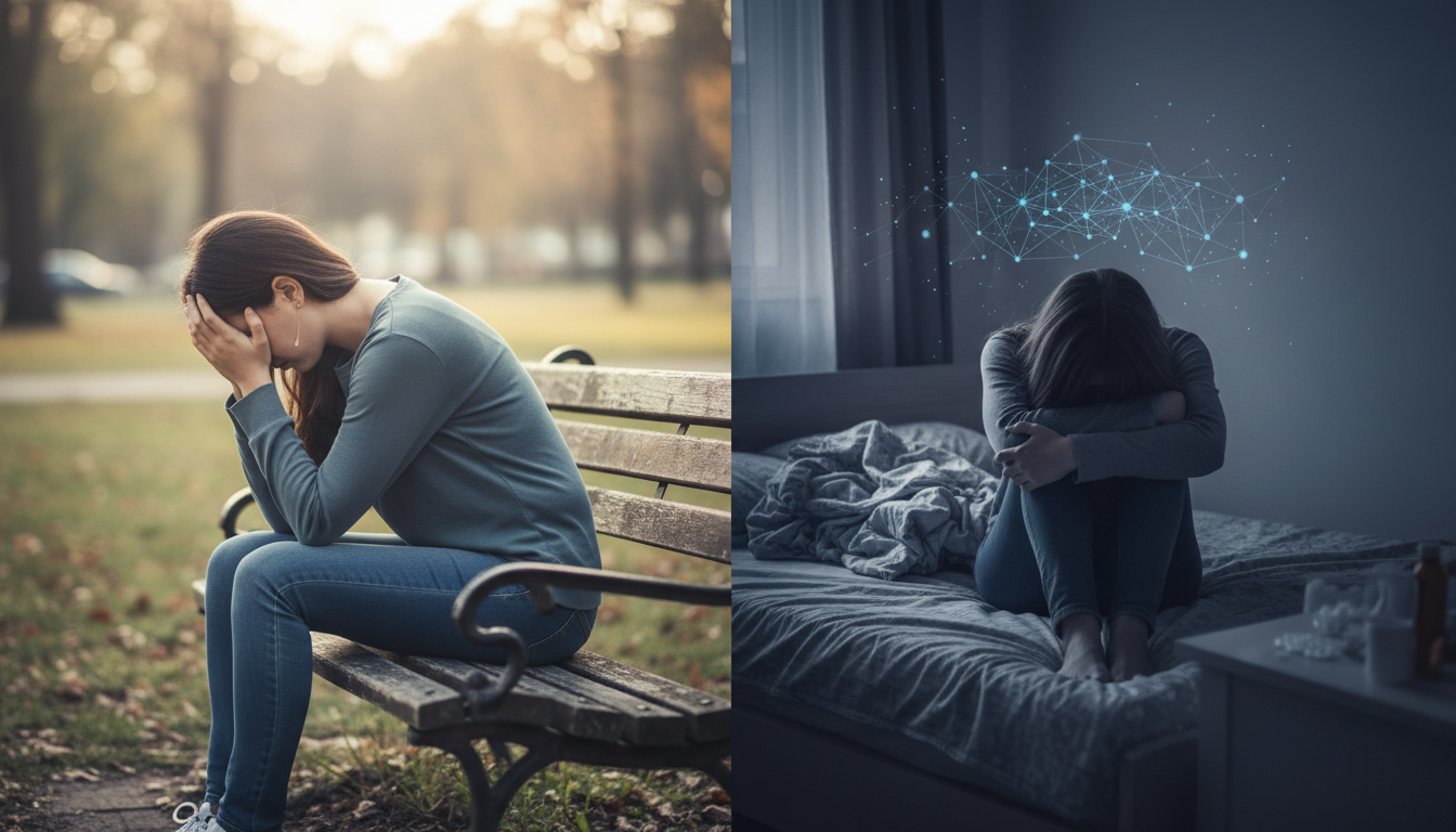 Editorial photograph for article about: Depression vs Sadness: Understanding the Key Differences and When to Seek Help